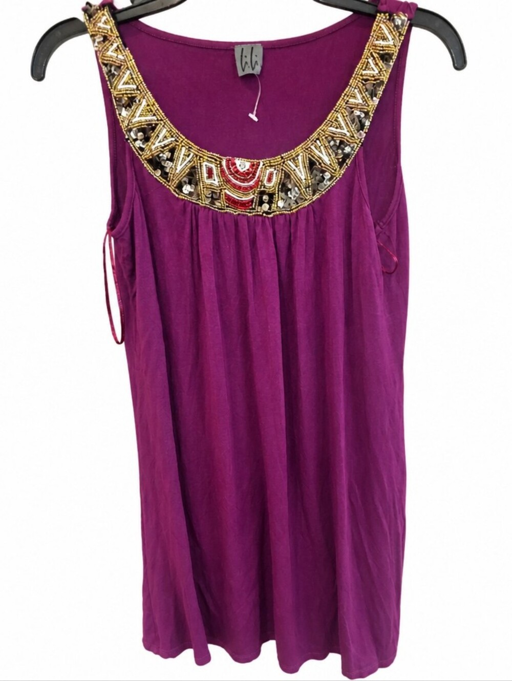 Lilac Embellished Scoop Neck Women's Tunic